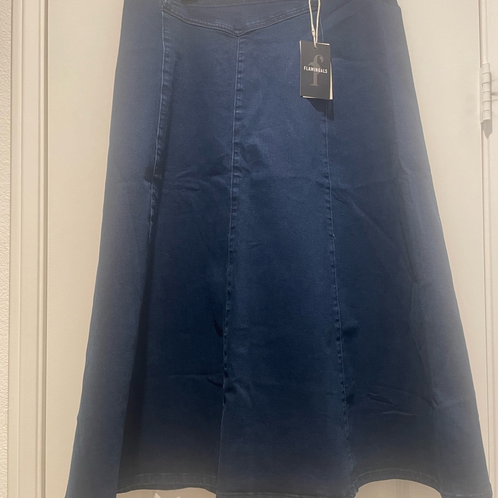 NWT—-FLAMINGALS—Women's Classic Blue Midi Skirt Sz XL